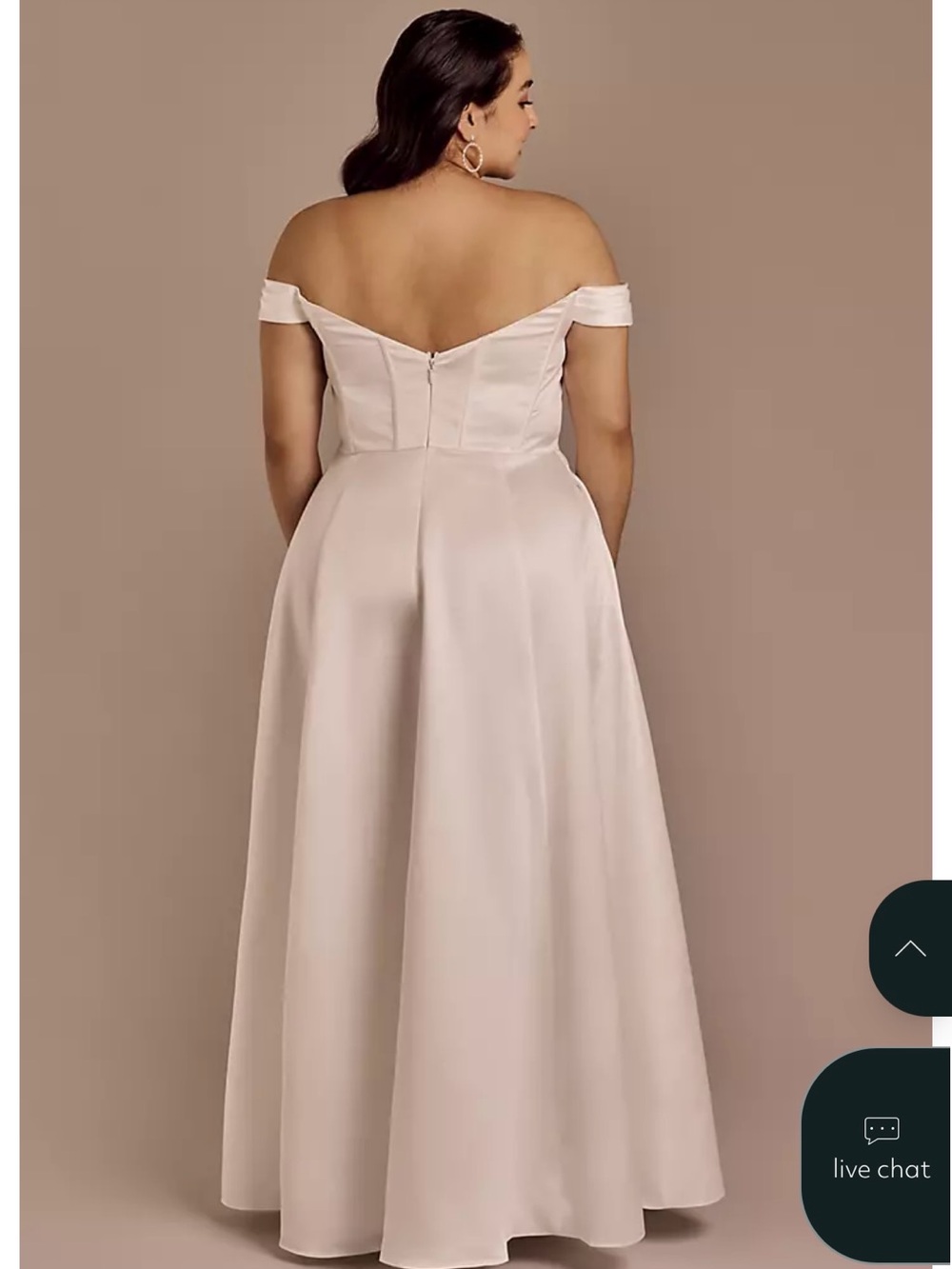Off-Shoulder White Satin A-Line Dress - Picture 3 of 3